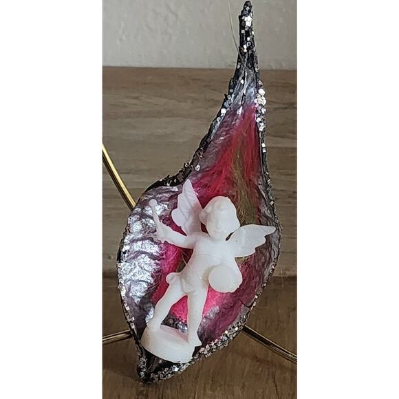 Vintage Handmade Hanging Angel Christmas Ornament 4 3/4" Made From Milkweed Pod - Picture 5 of 6